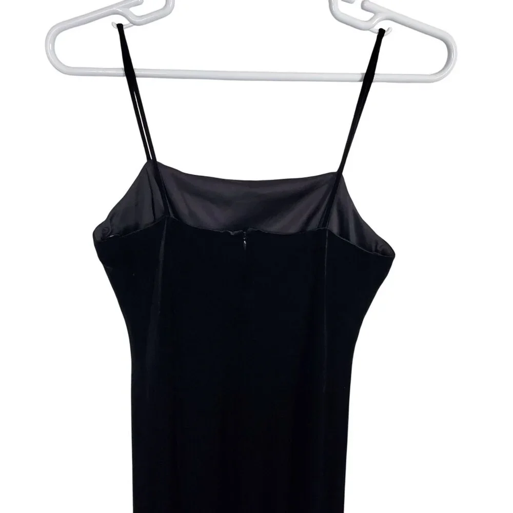 Alex Evenings Size 12 Dress Slip Gown Velvet Spaghetti Strap Evening Back Slit - Picture 8 of 15